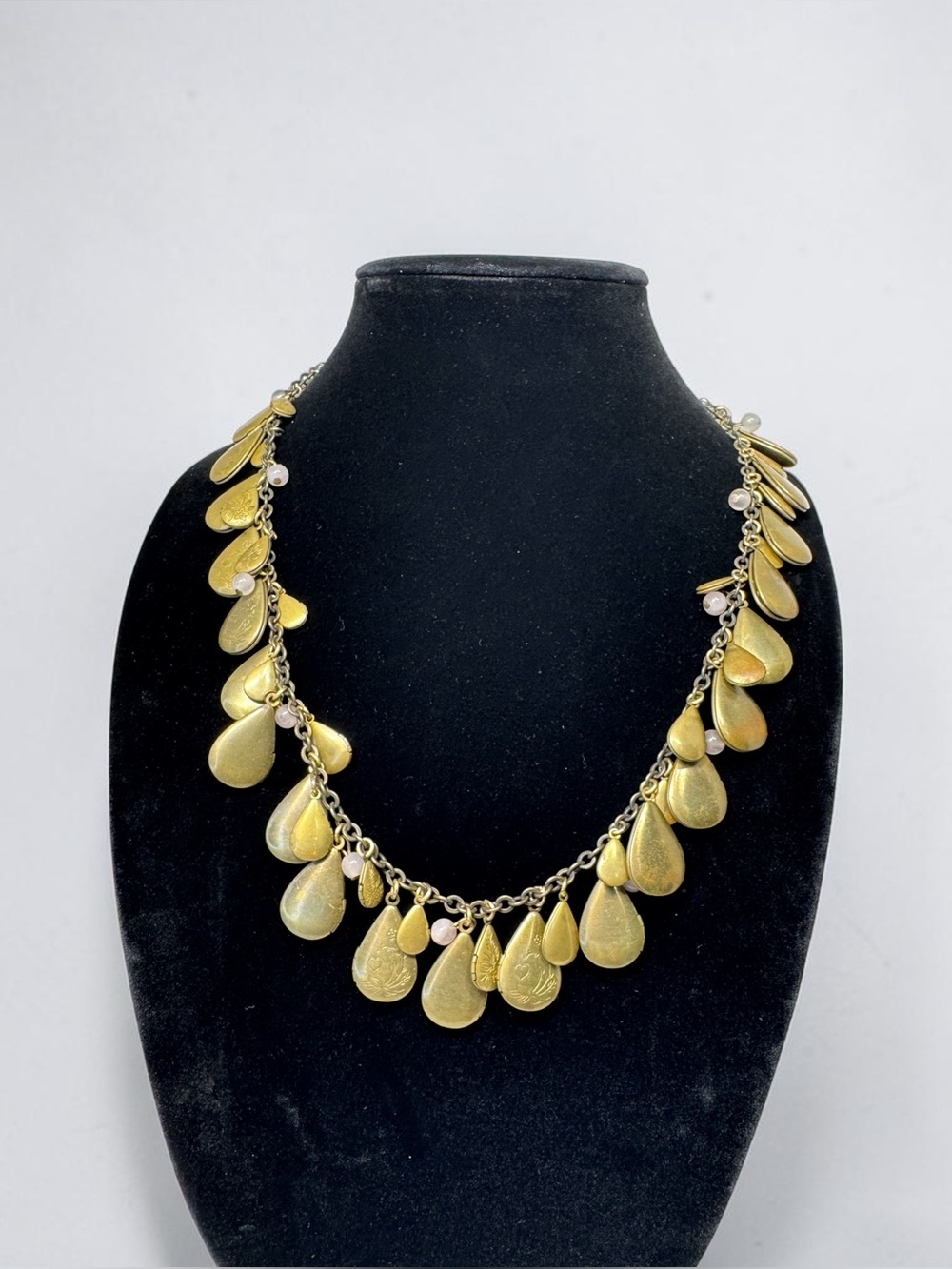 Vintage brass Teardrop Charm Necklace